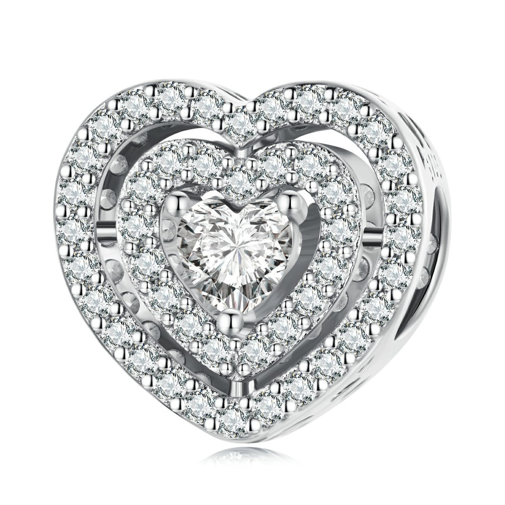 Shining Heart Charm Silver