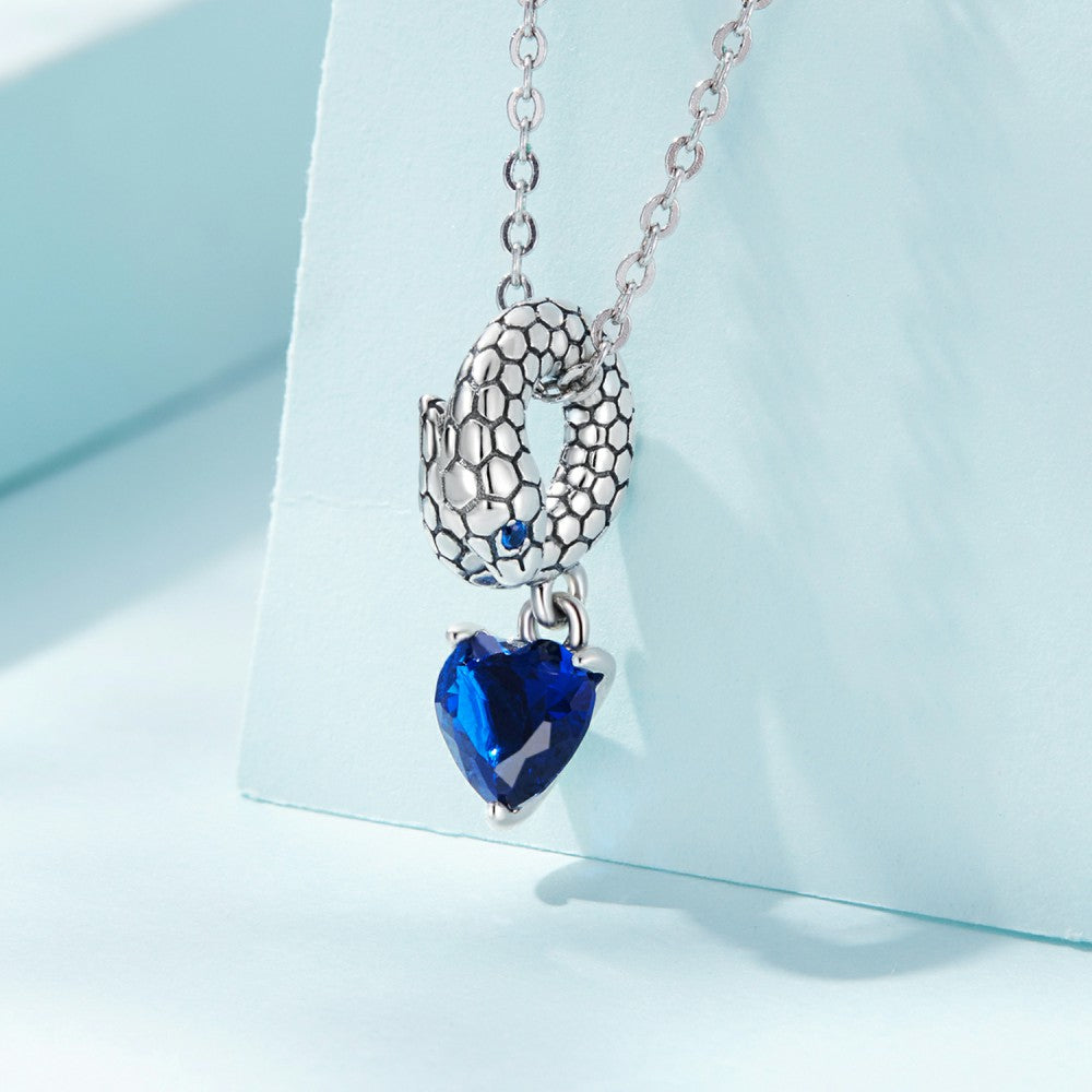 Guardian Snake Blue Pendant Charm Silver