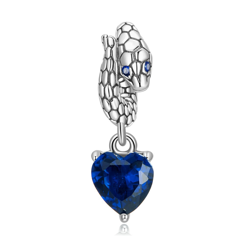 Guardian Snake Blue Pendant Charm Silver