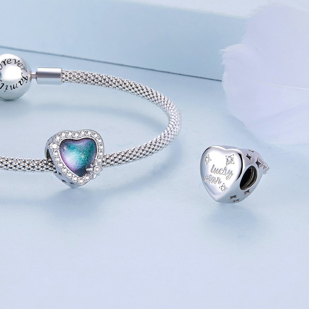 Lucky Heart Colorful Charm Silver
