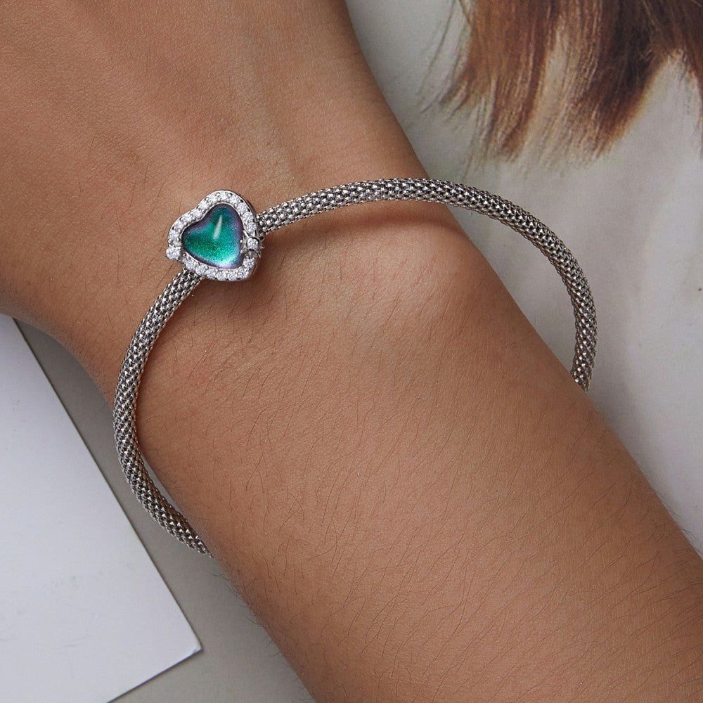 Lucky Heart Colorful Charm Silver