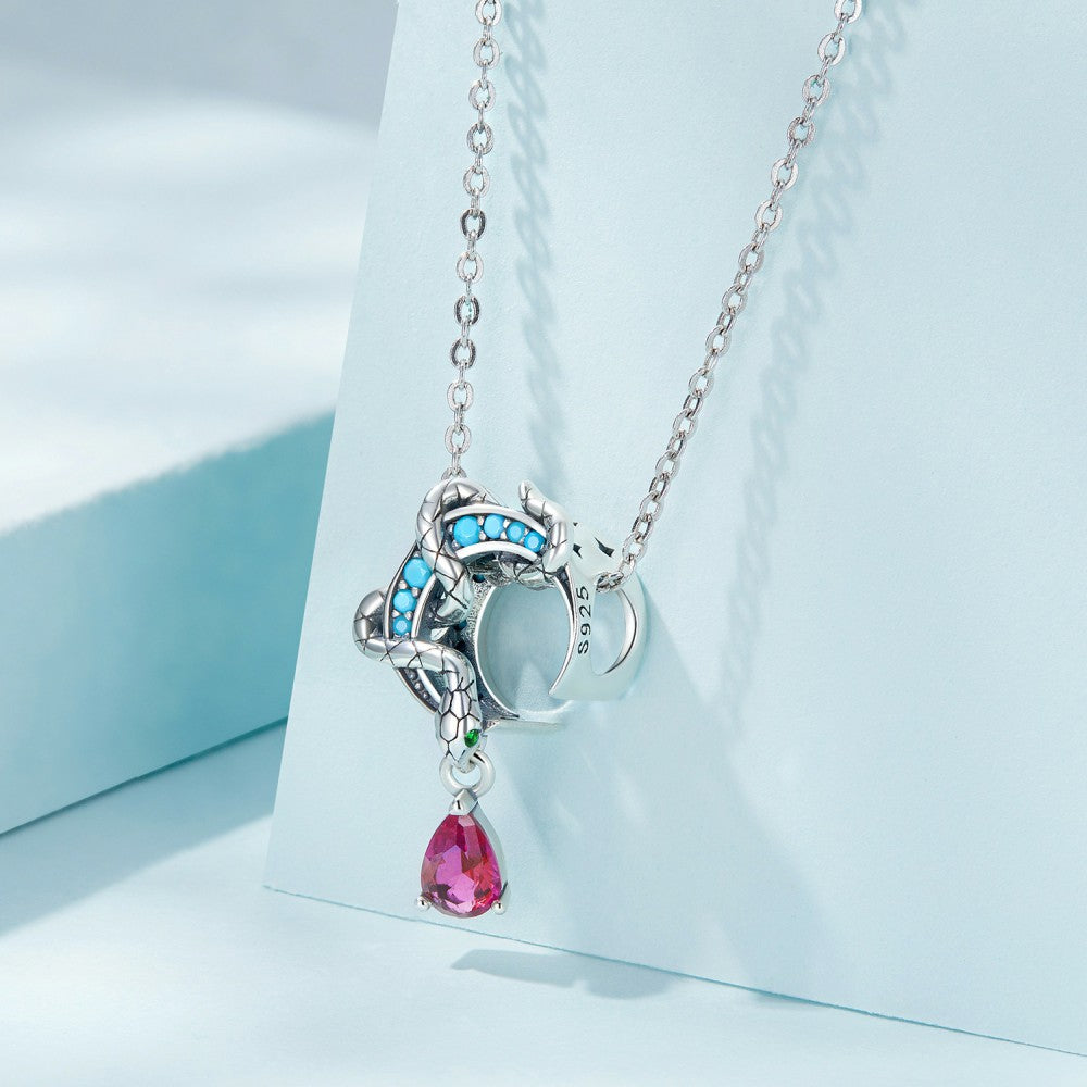 Snake Pink Diamond Charm Silver