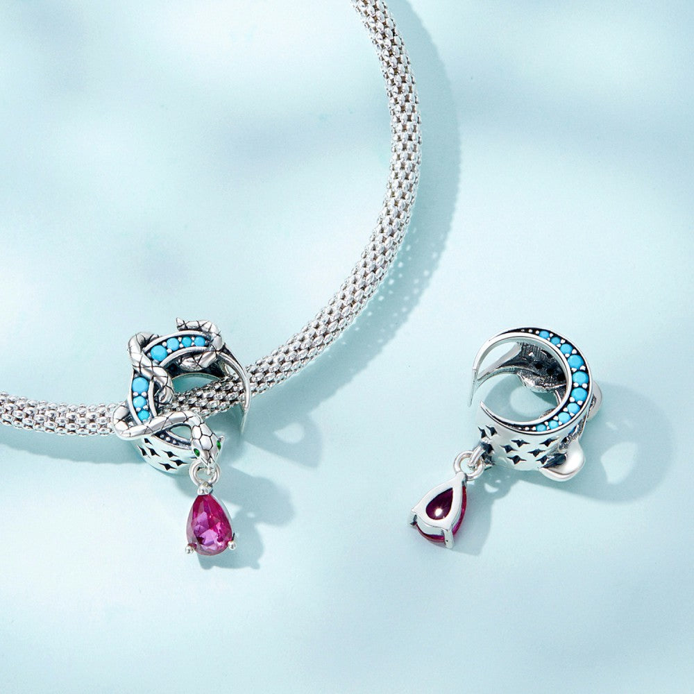 Snake Pink Diamond Charm Silver