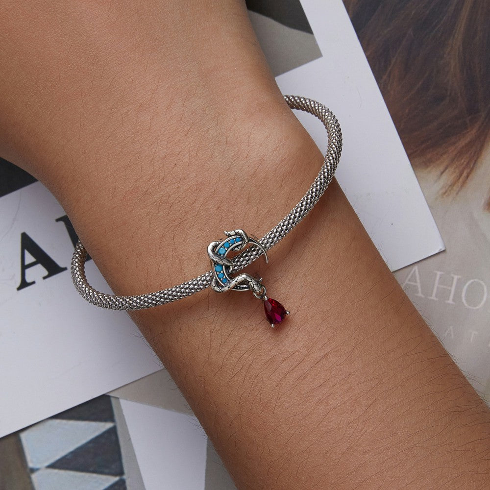 Snake Pink Diamond Charm Silver