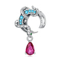 Snake Pink Diamond Charm Silver