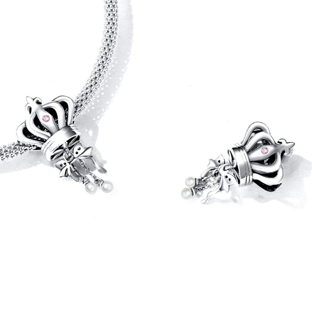 Bow Crown Charm Silver
