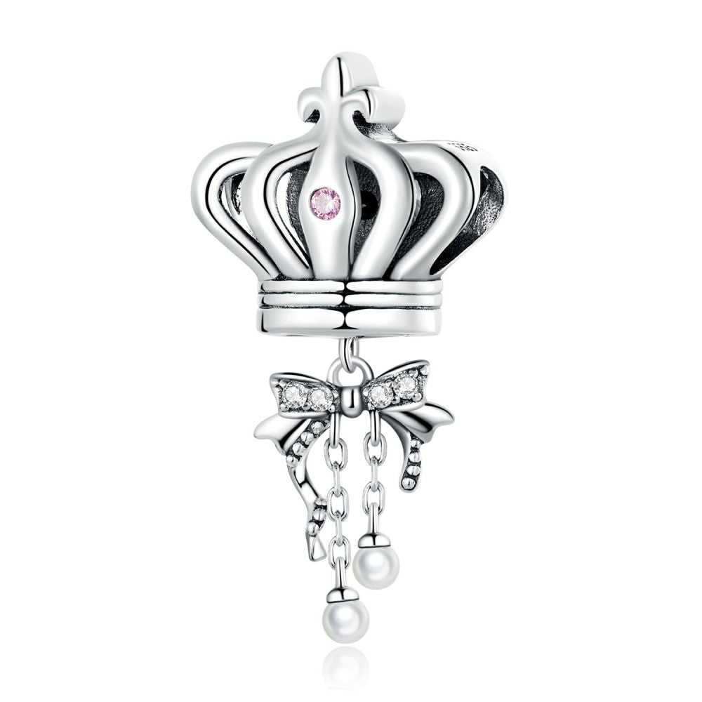 Bow Crown Charm Silver