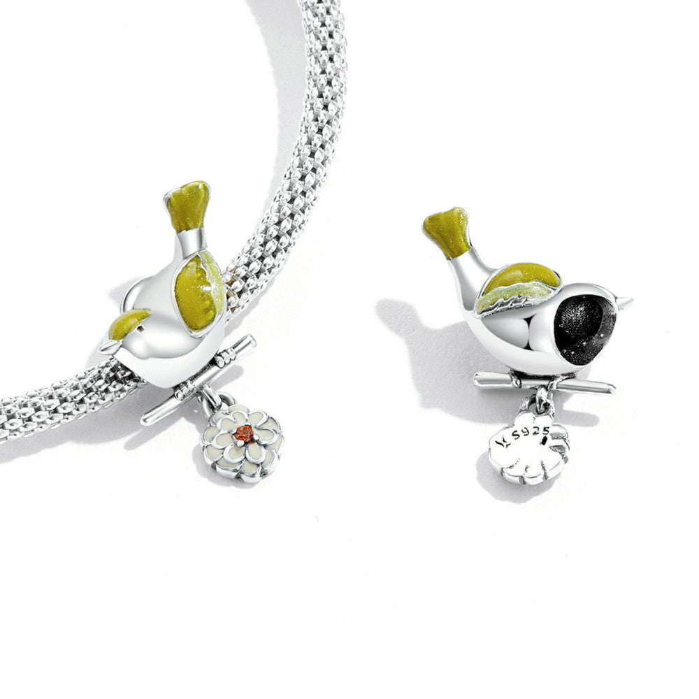 Flowers and Birds - Beginning Of Spring Charm Silver