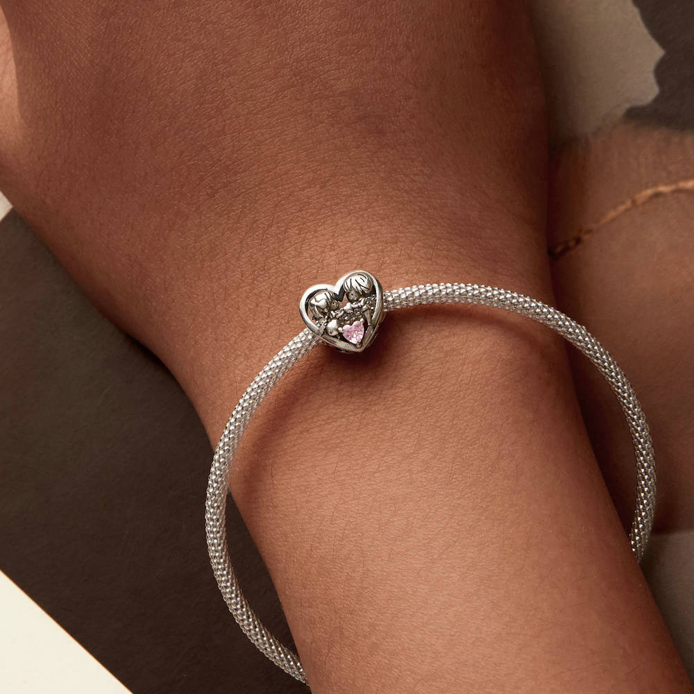 Little Boy and Girl Diamond Hearts Charm Silver Christmas Gifts