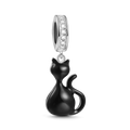 Black Cat Dangle Charm Silver