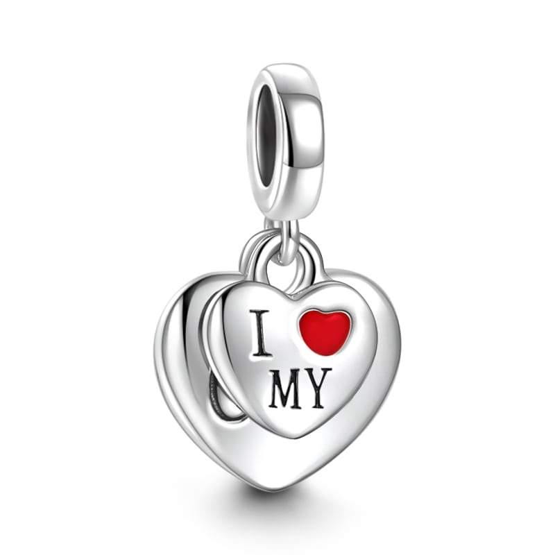 I Love My Cat Dangle Charm Silver