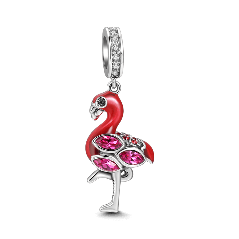 Silver Flamingo Dangle Charm with Soufeel Crystal
