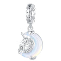 Moon Unicorn Dangle Charm Silver