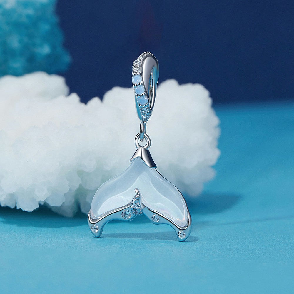 Fish Tail Dangle Charm Silver