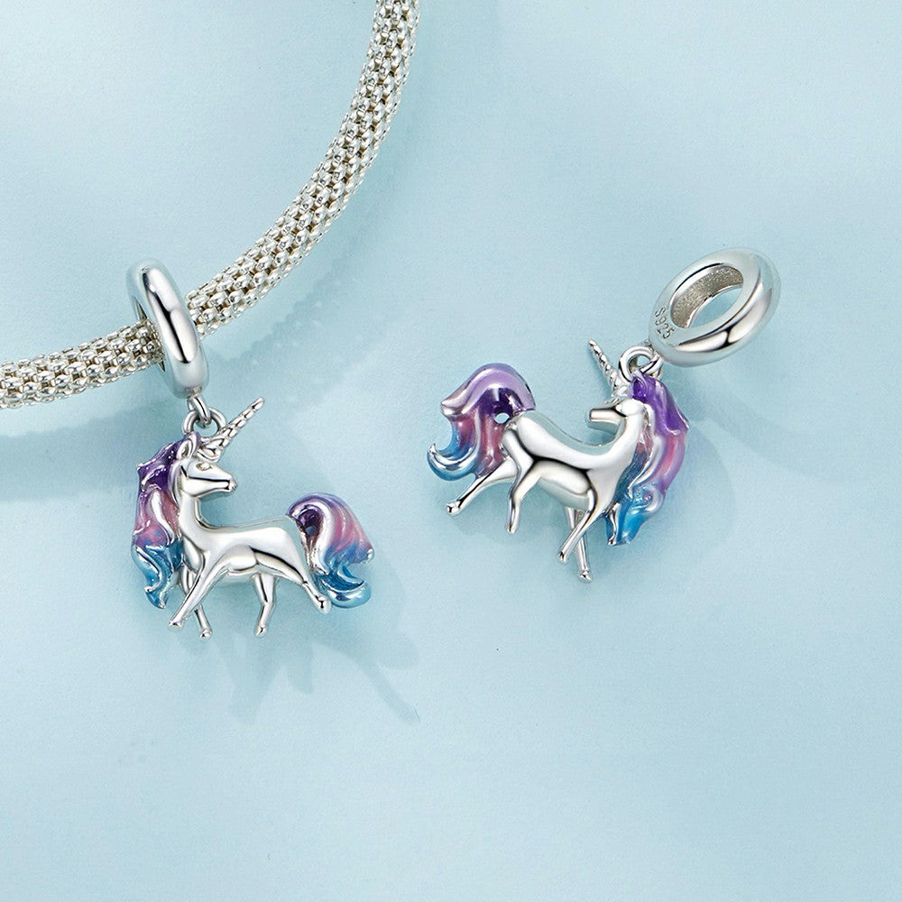Unicorn Dangle Charm Silver
