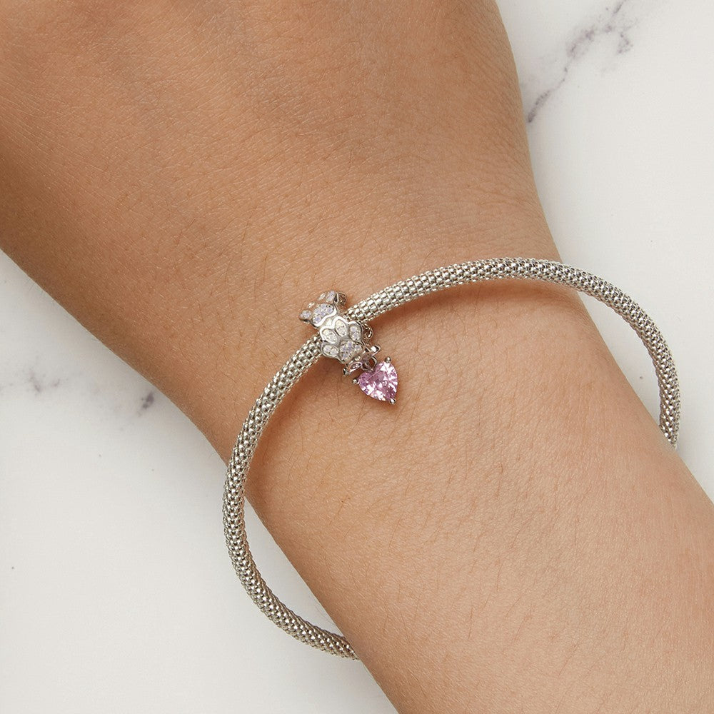 Paw Prints Dangle Charm Silver