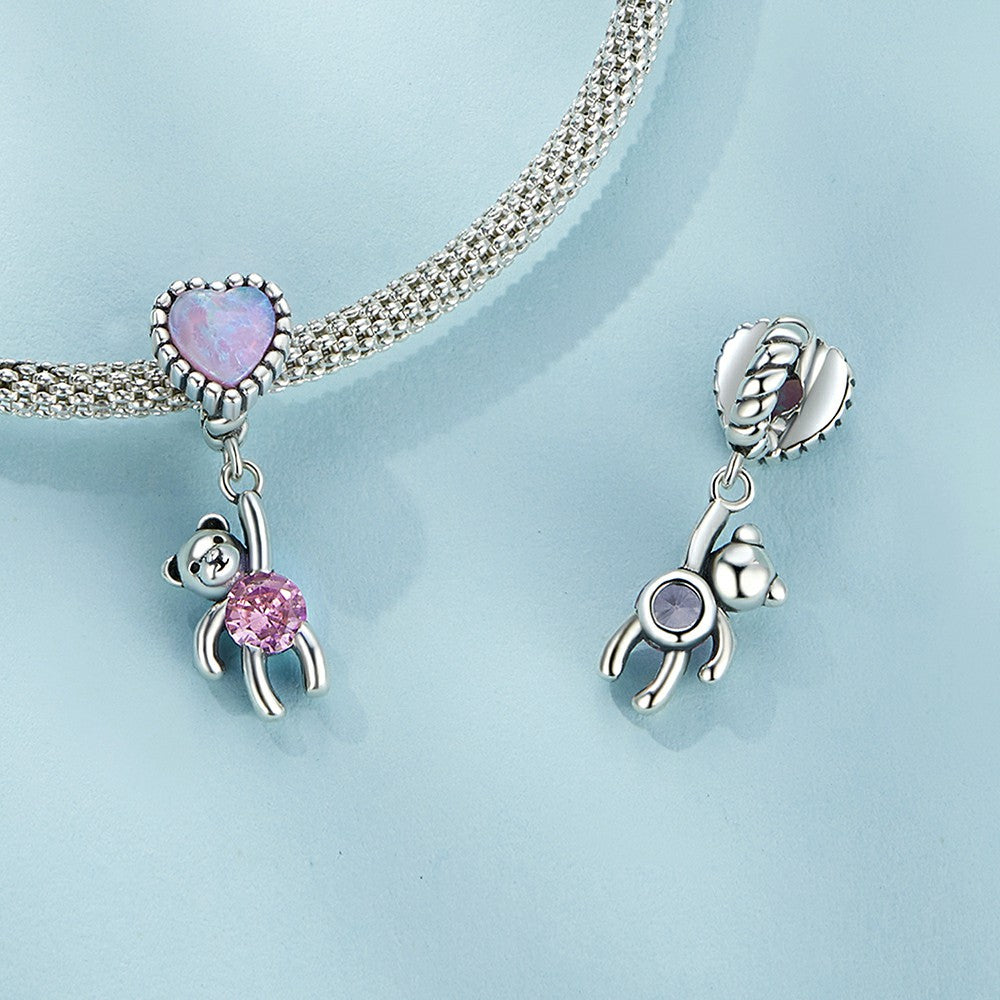 Bear Dangle Charm Silver