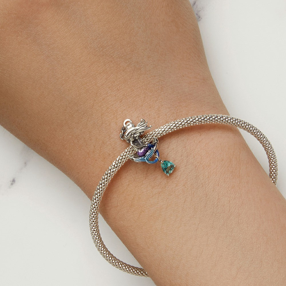 Mermaid Anchor Dangle Charm Silver