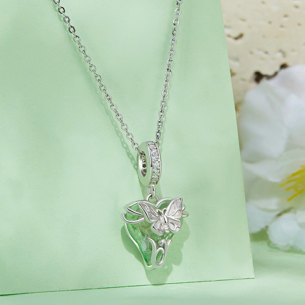 Little Flying Butterfly Dangle Charm Silver