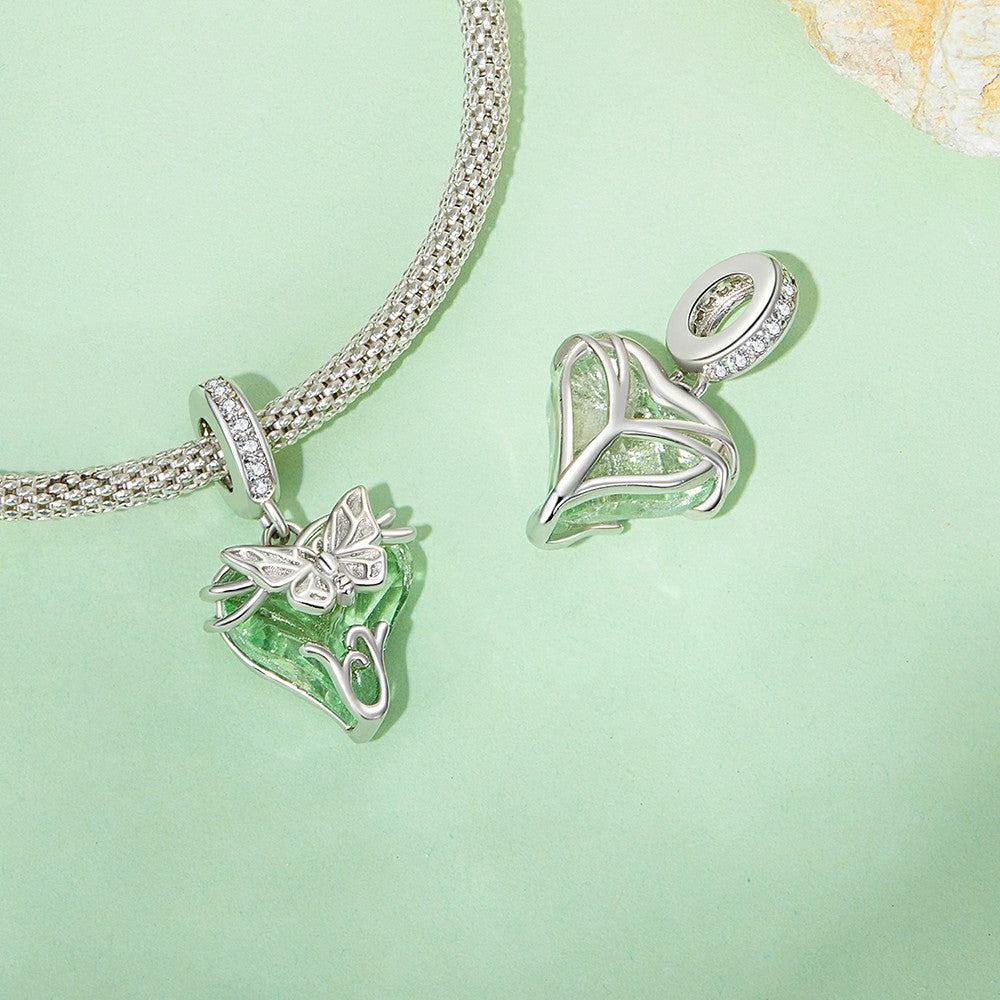 Little Flying Butterfly Dangle Charm Silver