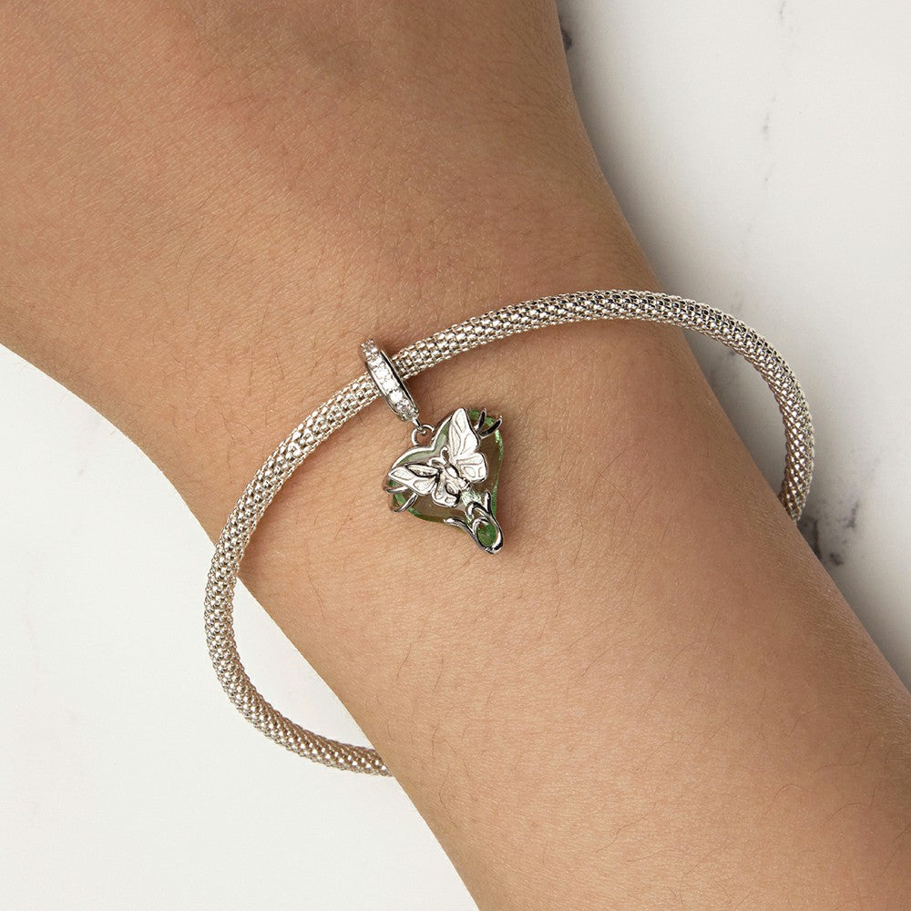 Little Flying Butterfly Dangle Charm Silver