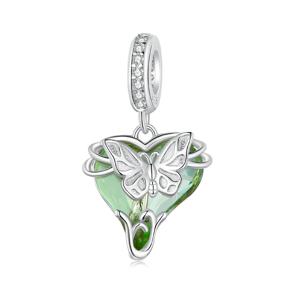 Little Flying Butterfly Dangle Charm Silver