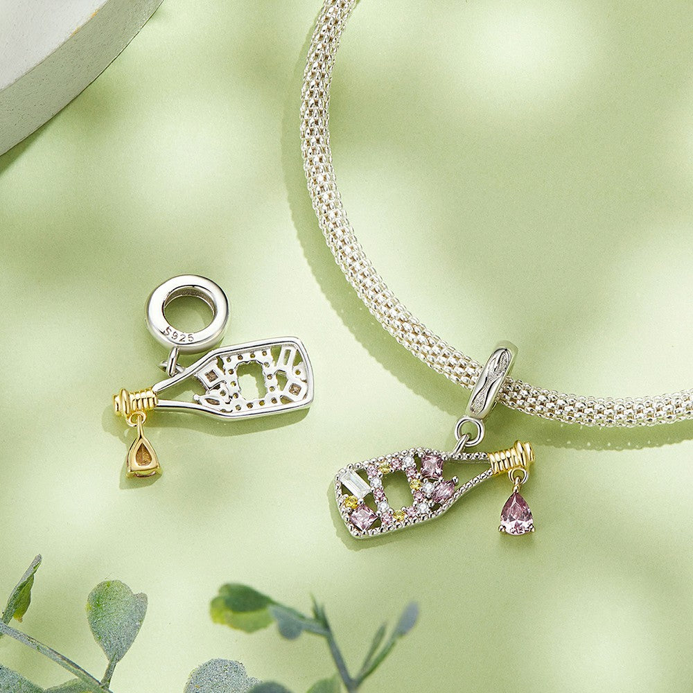 Champagne Dangle Charm Silver