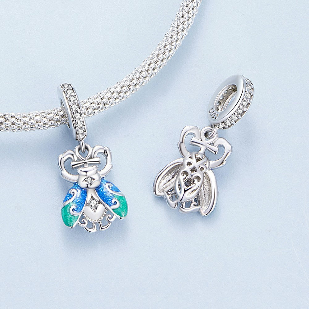 Scarab Dangle Charm Silver