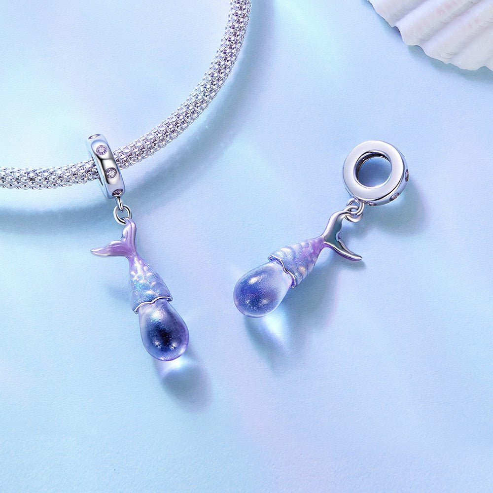 Mermaid Tears Dangle Charm Silver