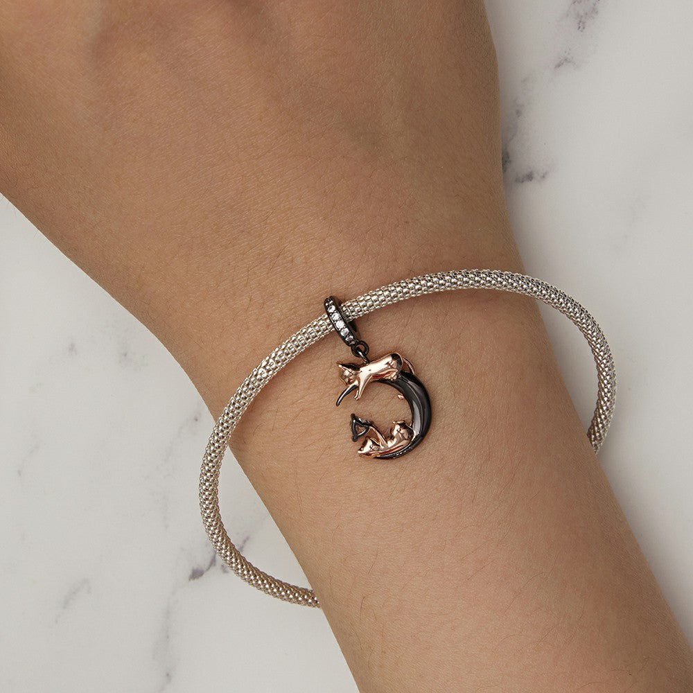 Playing With Cats Dangle Charm Silver