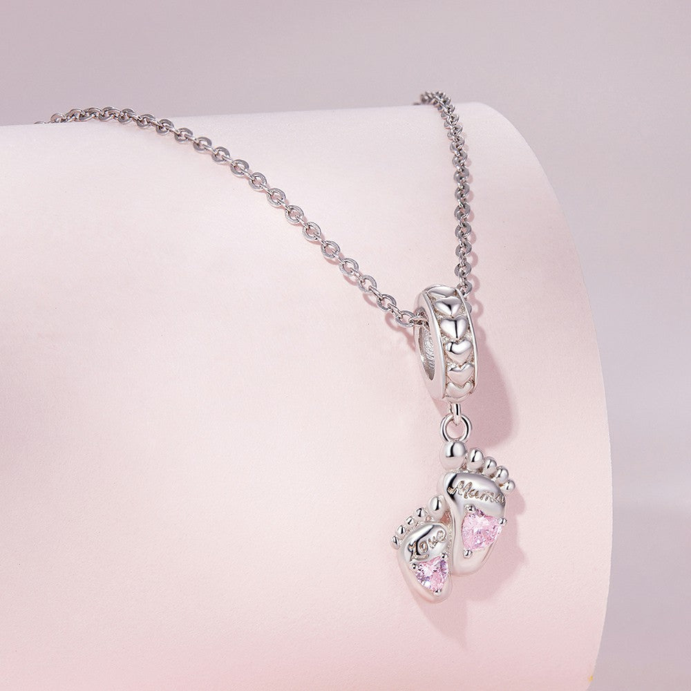 Footprints Of Love Dangle Charm Silver