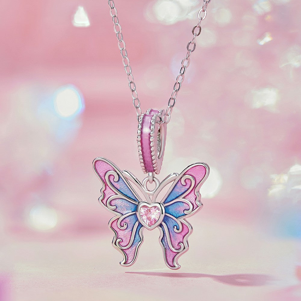 Butterfly Fairy Dangle Charm Silver