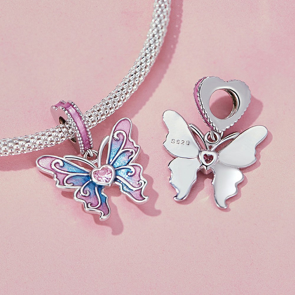 Butterfly Fairy Dangle Charm Silver