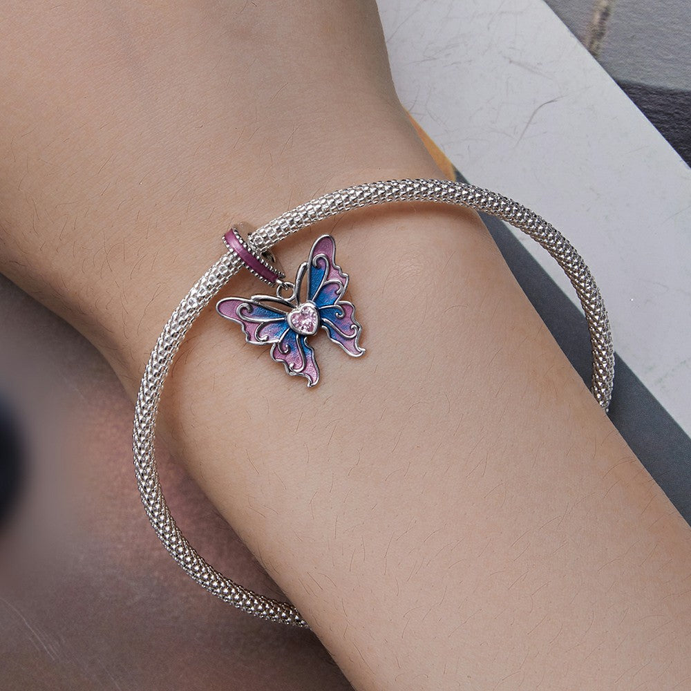 Butterfly Fairy Dangle Charm Silver