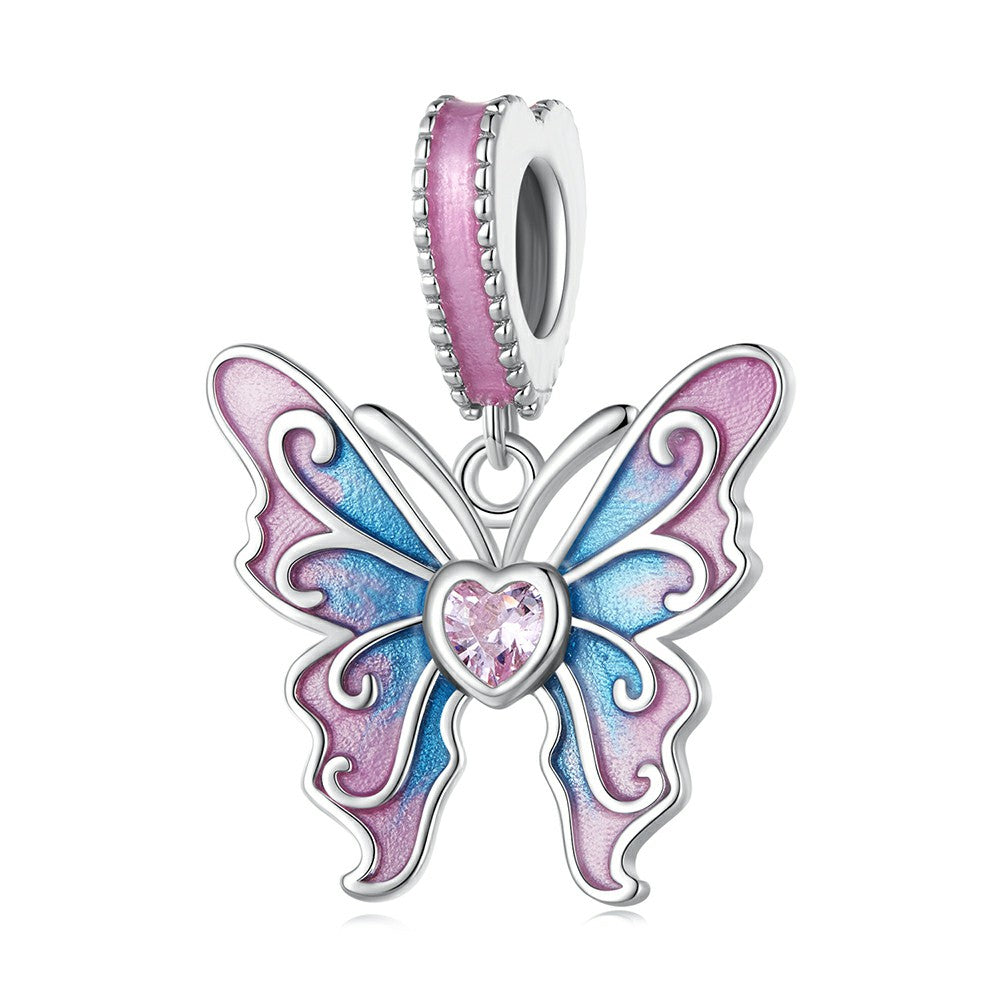 Butterfly Fairy Dangle Charm Silver