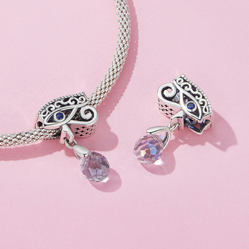 Devil Eye with Water Drop Dangle Charm Silver