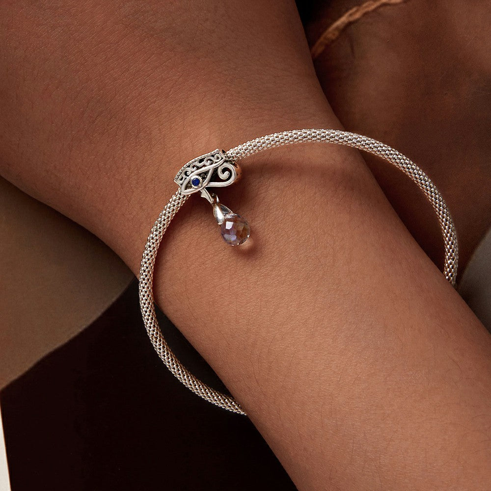 Devil Eye with Water Drop Dangle Charm Silver