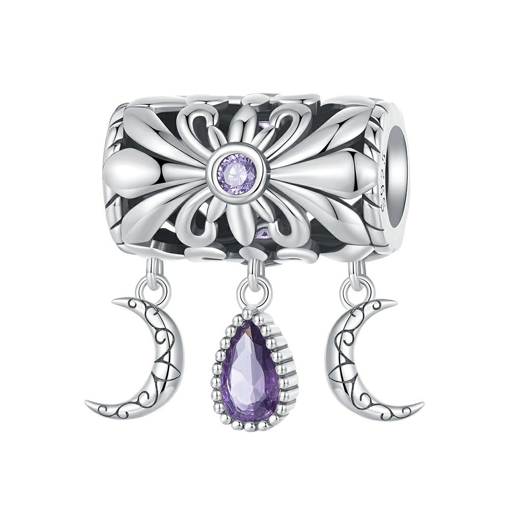 Vintage Iris Dangle Charm Silver