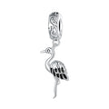 White Stork Dangle Charm Silver