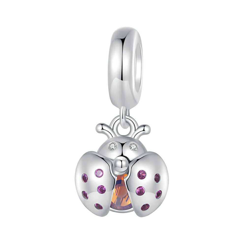 Lucky Ladybug Dangle Charm Silver