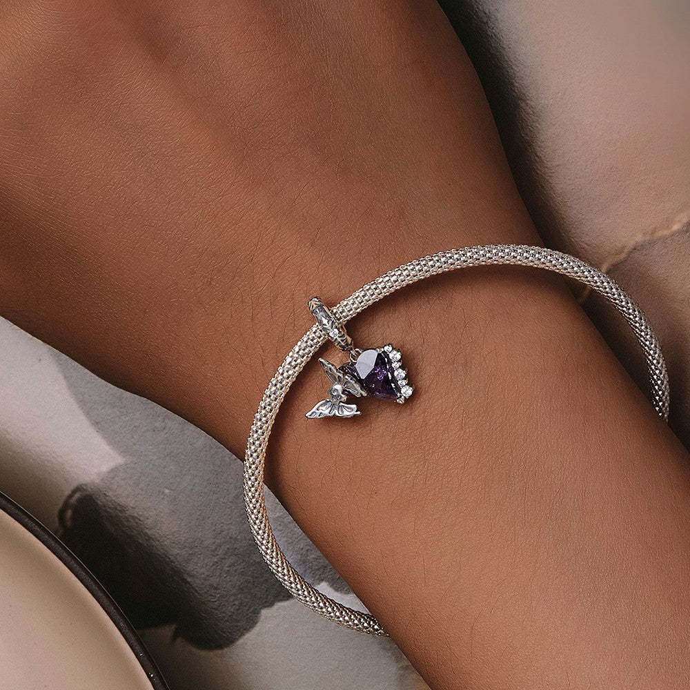 Skull Butterfly Dangle Charm Silver