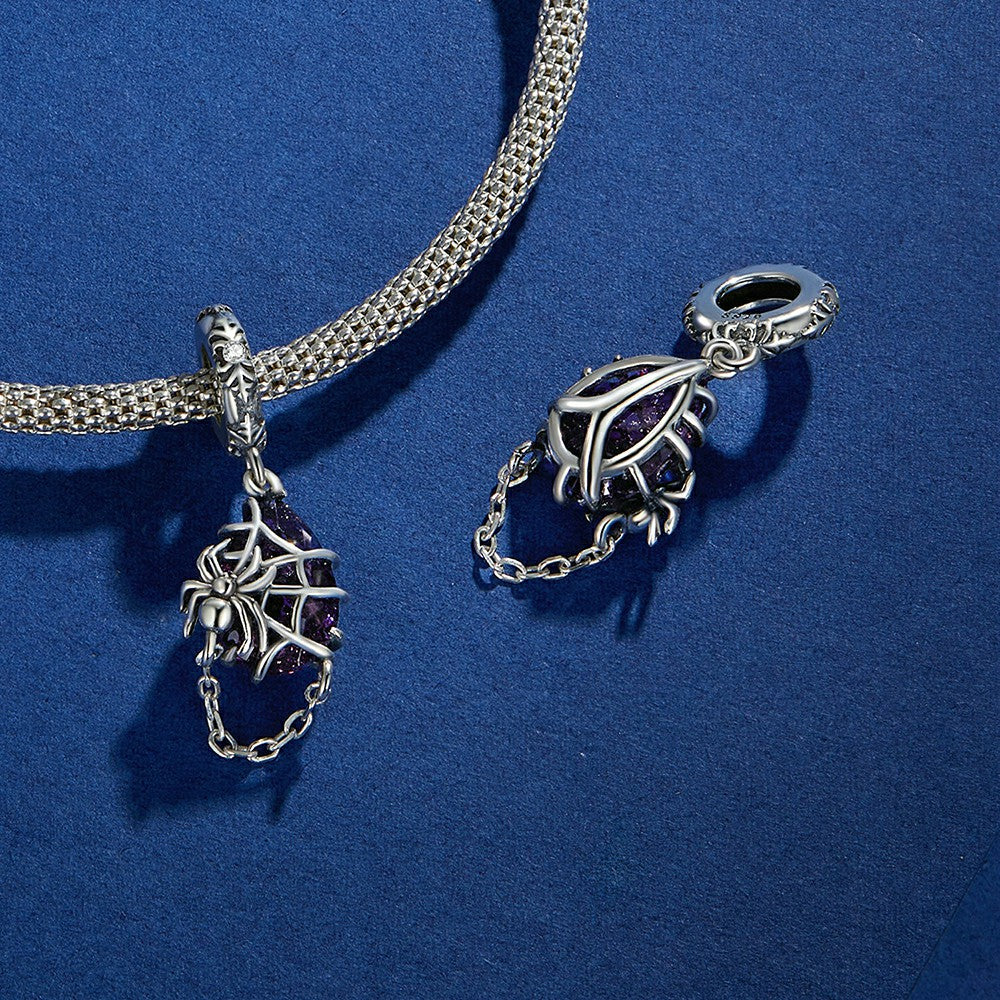 Spider Dangle Charm Silver