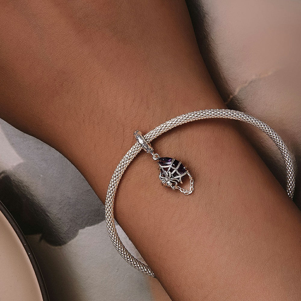 Spider Dangle Charm Silver
