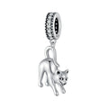Cat Dangle Charm Silver