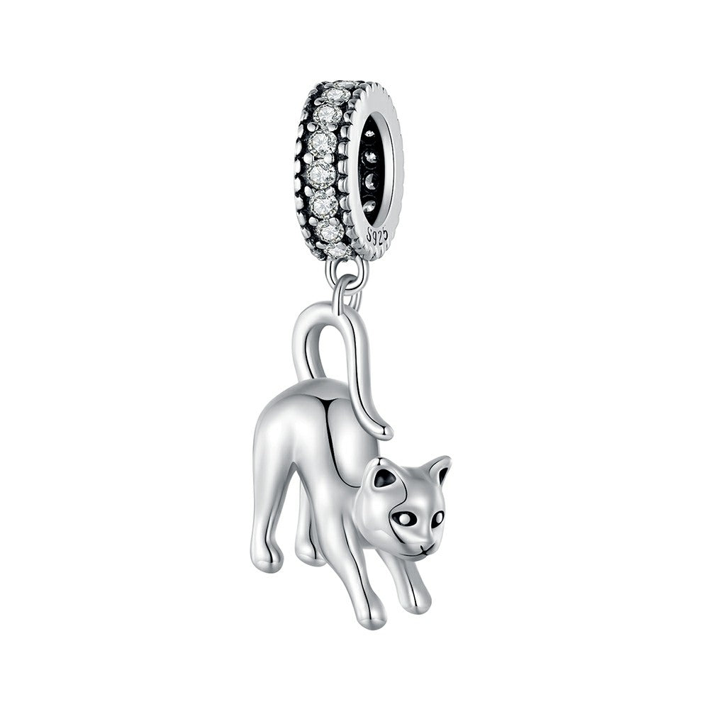 Cat Dangle Charm Silver