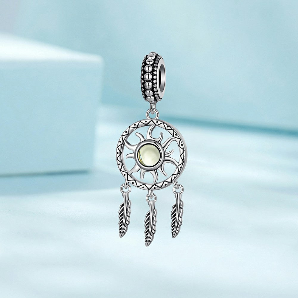 Sun Dream Catcher Dangle Charm Silver
