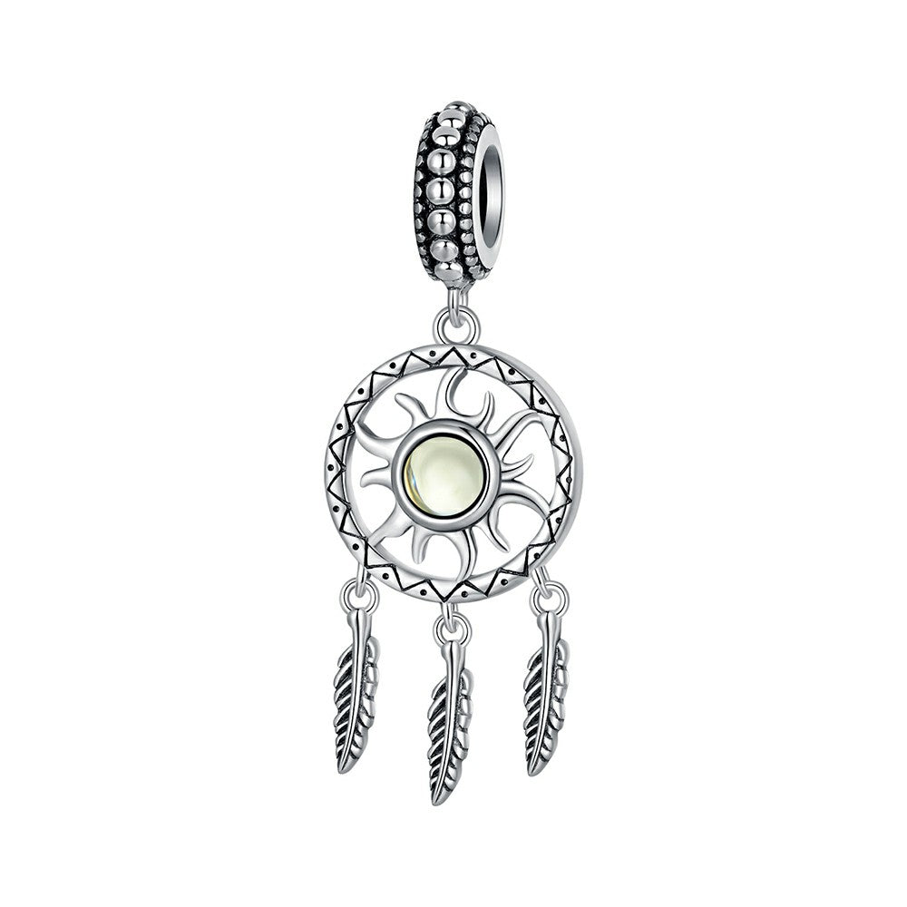 Sun Dream Catcher Dangle Charm Silver