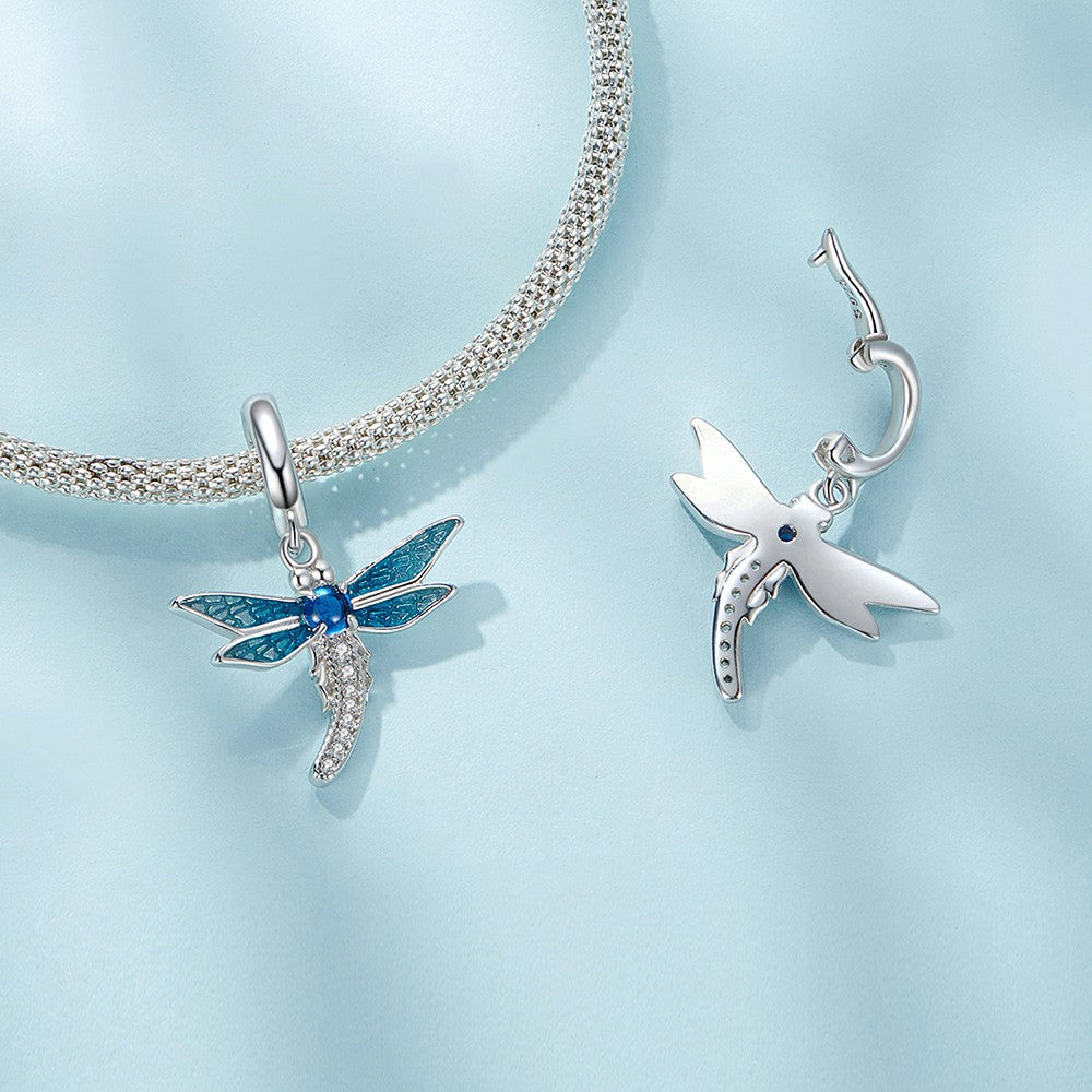 Dragonfly Jewelry Opening and Closing Clasp Dangle Charm Silver