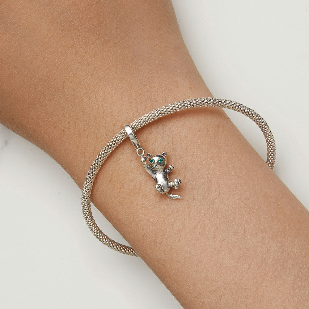 Cat Opening and Closing Buckle Dangle Charm Silver