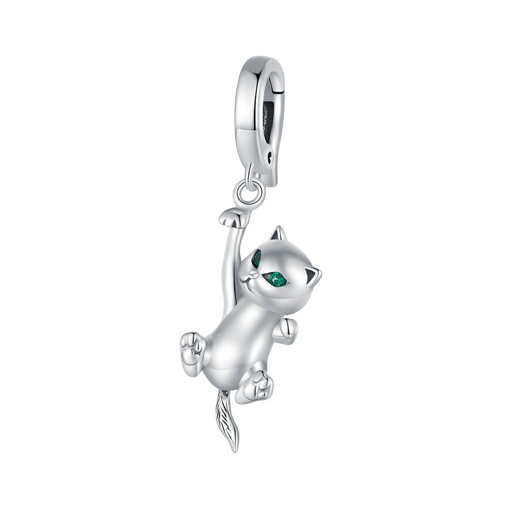 Cat Opening and Closing Buckle Dangle Charm Silver